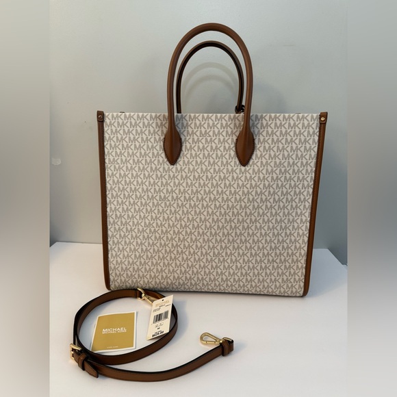NEW Michael Kors Mirella Large North South MK Signature Tote Bag - Picture 3 of 13